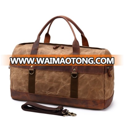 China Designer Wax Canvas Leather Sport Gym Duffle Bags Wholesale outdoor travelling weekend Bags