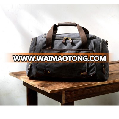 Factory Sales Sports Gym Duffel Bag Washed Canvas Travel Handbag With Shoes Compartment